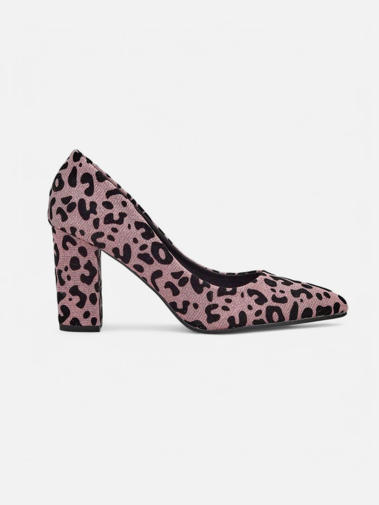 Royalfashion Pantofi cu toc pentru femei, imprimeu leopard Leoart