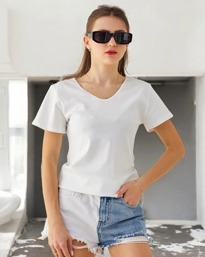 Royalfashion Tricou de bumbac pentru femei cu dantelă pe spate