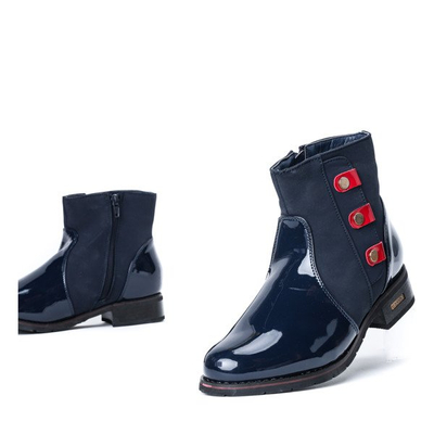 Granatowe botki z suwakiem i dżetami Facedilla - Obuwie