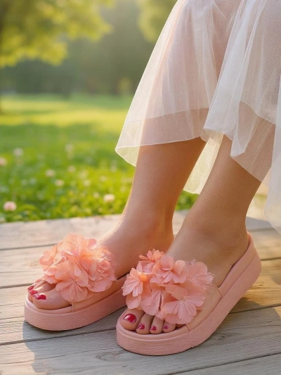 Royalfashion Sandale dama cu flori Freesia