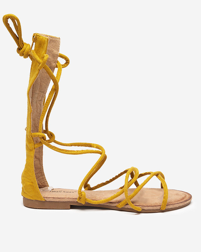 OUTLET Sandale gladiator Jeniso mustar la mijlocul gambei - Incaltaminte