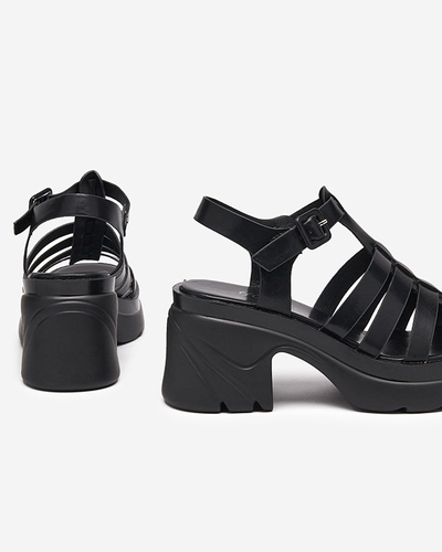 OUTLET Sandale negre dama cu toc inalt Agraves - Incaltaminte