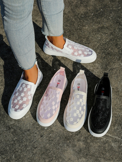 Mocasi Royalfashion pentru femei din plasă cu flori Emzos