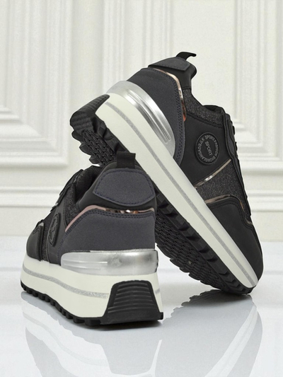Callista Nero women's platform sneakers 4cm, ecological leather