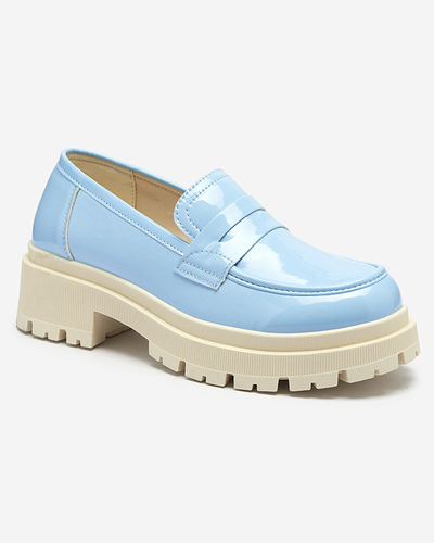 Royalfashion Mocasini lăcuiți albaștri pentru femei Noppel