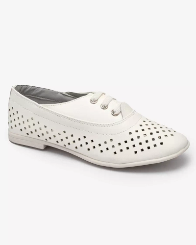 Mocasini alb traforați pentru copii Janno- Footwear