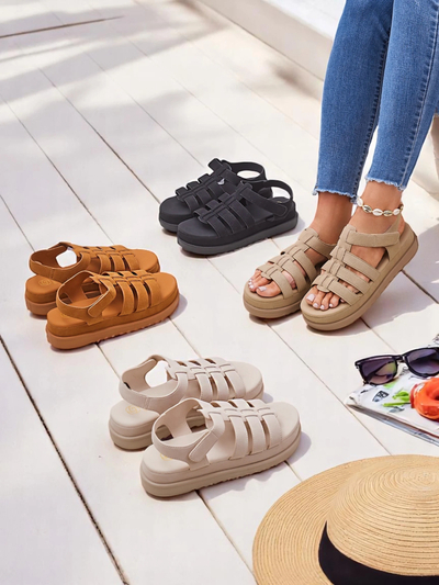 Ženske sandale Royalfashion Helena Classico platforma svijetlo smeđa