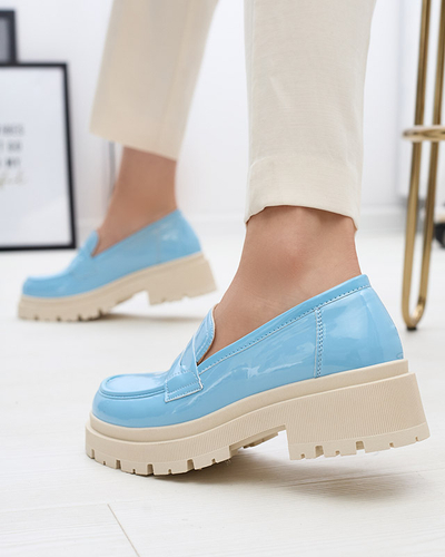 Royalfashion Mocasini lăcuiți albaștri pentru femei Noppel