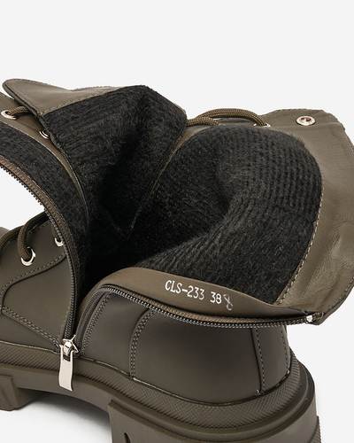 Royalfashion Cizme cu șiret pentru femei de culoare kaki Cefitity