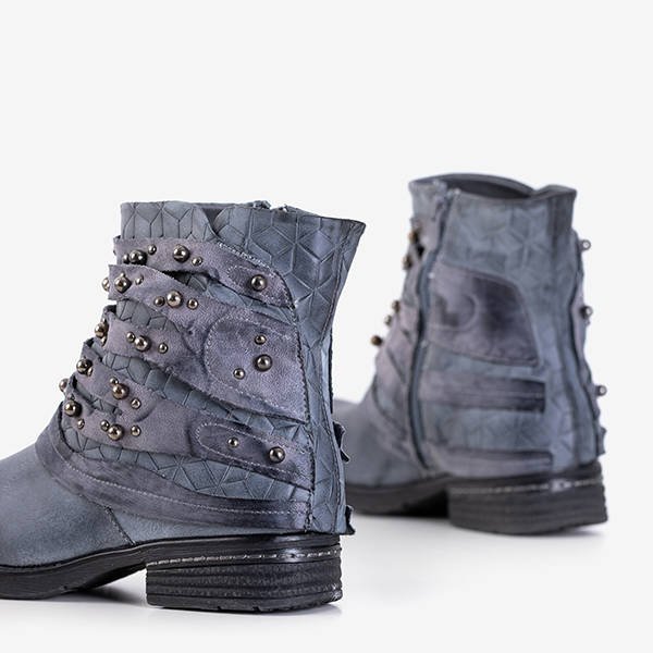 Cizme de damă albastre cu dungi Adalia - Încălțăminte