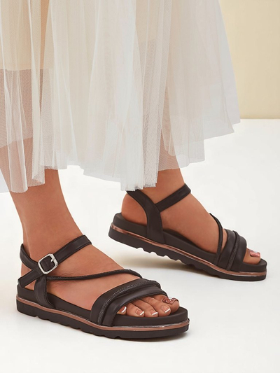 Royalfashion Sandale wedge pentru femei cu strasuri Magnol
