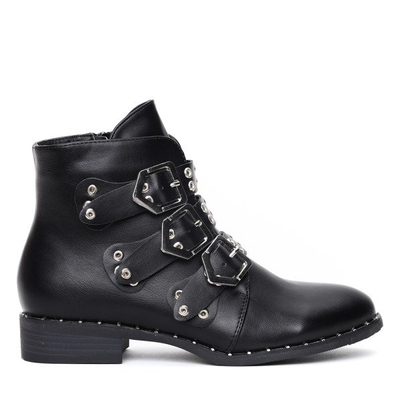 Czarne botki z trzema sprzączkami Tymberlee- Obuwie