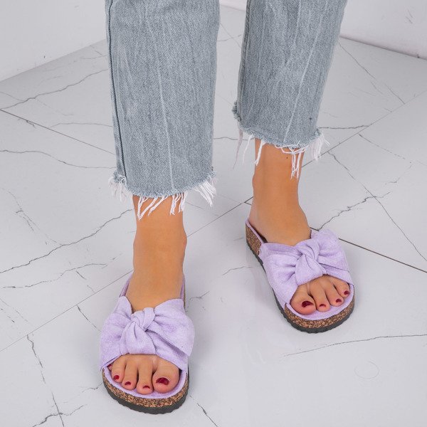 Fioletowe klapki z kokardką Yinny - Obuwie