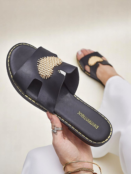 Papuci de plajă Royalfashion pentru femei cu un inimă Inimă Aurie