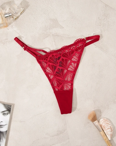 Royalfashion Chiloți tanga de damă din dantelă, de culoare roșie