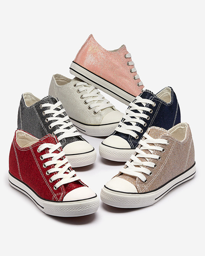 Adidași de damă aurii pe o ancoră ascunsă cu fir strălucitor Seggat- Footwear