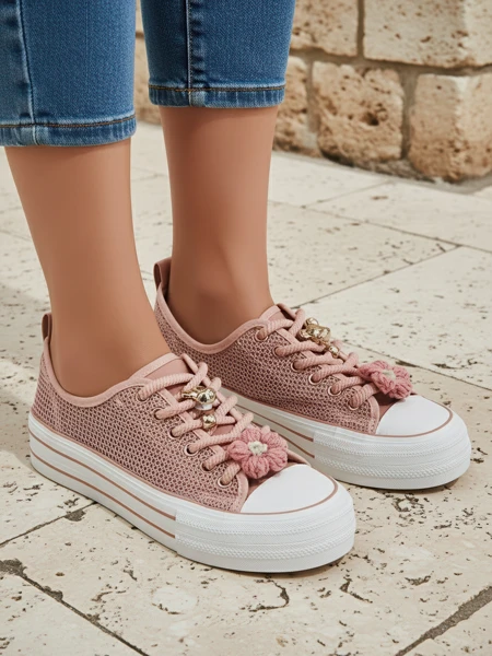 Royalfashion Sneakers perforate pentru femei cu embellismente Osdo