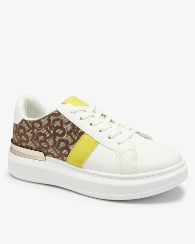Royalfashion Pantofi sport pentru femei albi și maro Mlysio
