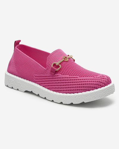Adidași slip on de damă fucsia cu ornament auriu Enelida - Încălțăminte