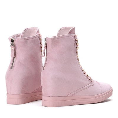 Różowe sneakersy na krytym koturnie Tirana - Obuwie