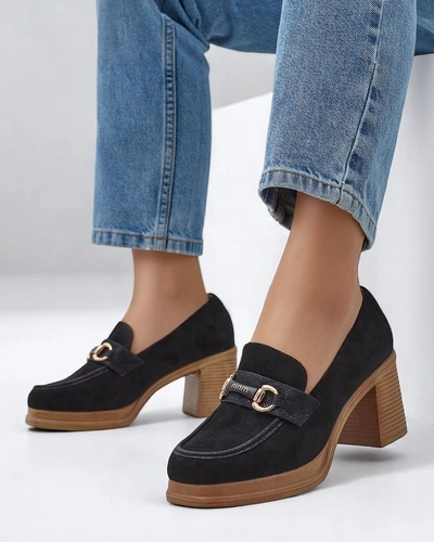 Royalfashion mocasini cu toc masiv pentru femei Apareus