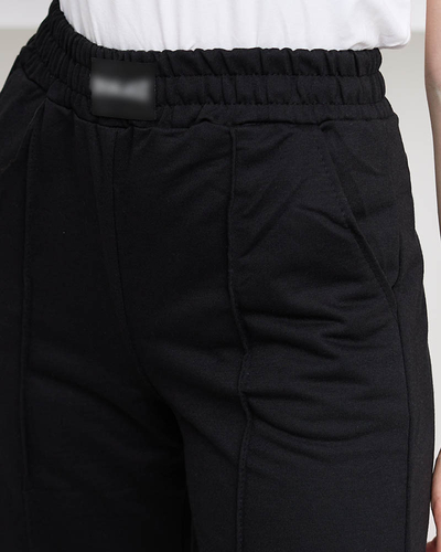 Pantaloni de trening negri cu picioare largi de damă - Îmbrăcăminte