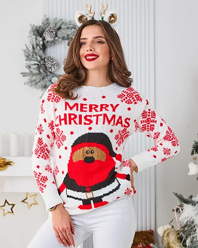 Royalfashion Pulover de Crăciun pentru femei cu Moș Crăciun