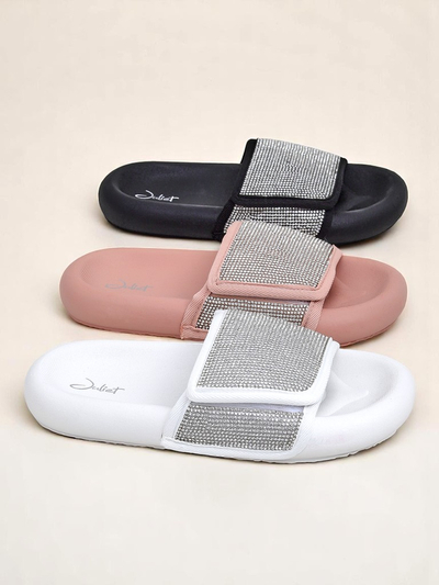 Royalfashion Damskie klapki na płaskiej podeszwie Sparkle Step