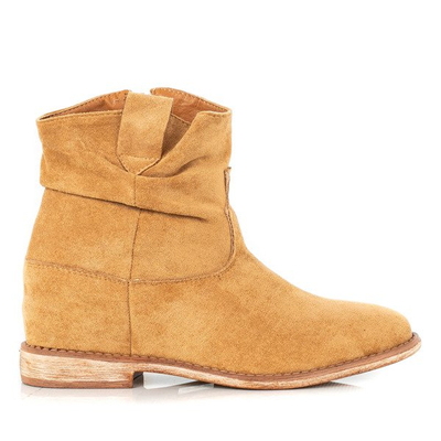 Cizme de cowboy pe platforme de culoare camel Brunoki - Încălțăminte