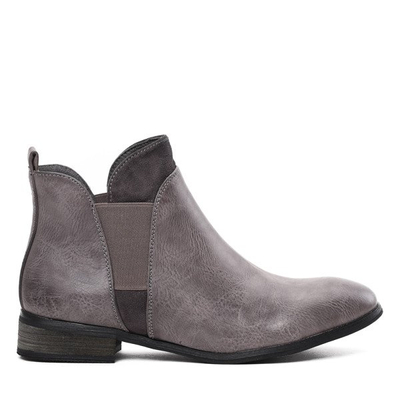 Szare sztyblety na płaskim obcasie Magdalena- Obuwie