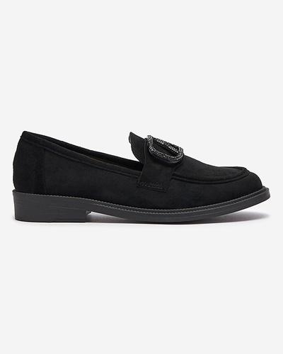 Mocasini negri pentru femei cu ornament Fogras- Footwear