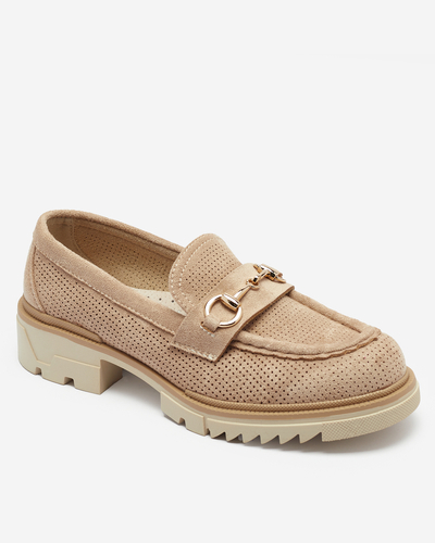 Royalfashion Mocasini de damă cu lănțișor maro deschis maro deschis cu lanț Imerila