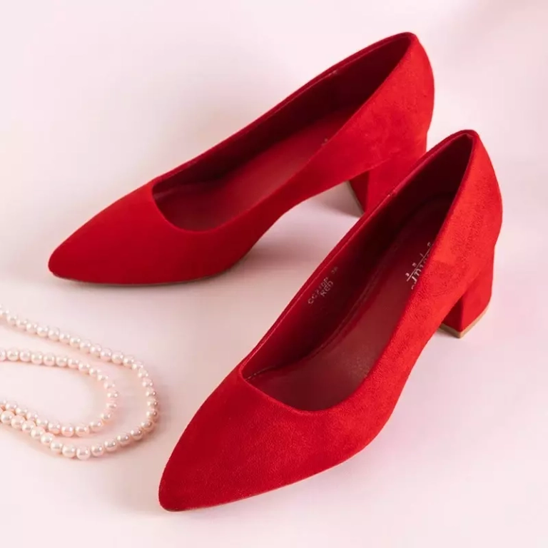 OUTLET Pompă de damă roșie cu toc mic Yoli - Încălțăminte