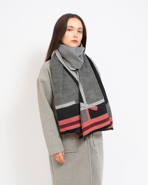 Royalfashion Eșarfă ușoară de damă gri-roz cu imprimeu