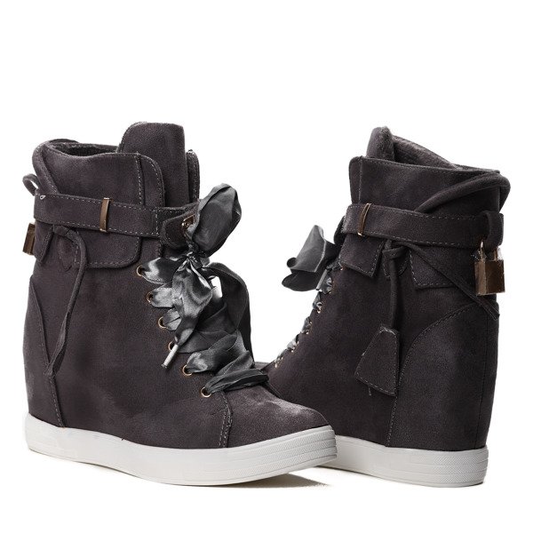 Szare sneakersy z futerkiem Karlee- Obuwie