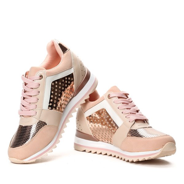 Różowe metaliczne buty sportowe Susan- Obuwie