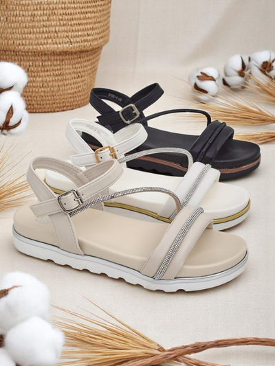 Sandale Royalfashion cu talpă ortopedică pentru femei, cu strasuri Magnol