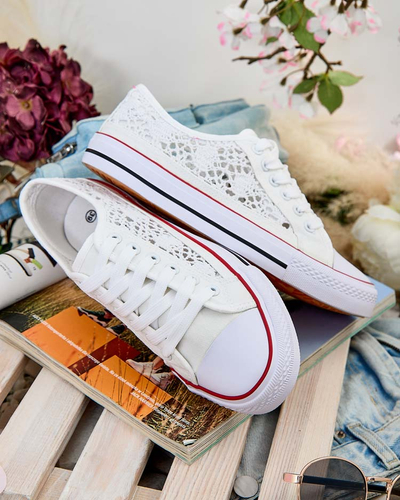 Aurelia Bianco - Teniși ajurați albi Royalfashion din material textil, mărimea 40