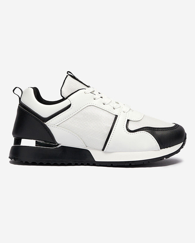 Încălțăminte de sport albă pentru femei, cu inserții de rubin negru - Încălțăminte