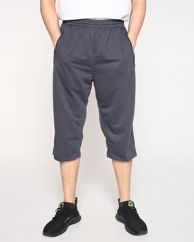 Pantaloni de trening pentru bărbați gri închis peste genunchi - Îmbrăcăminte