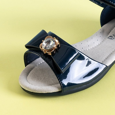 OUTLET Sandale pentru copii bleumarin cu fundita Albina - Incaltaminte