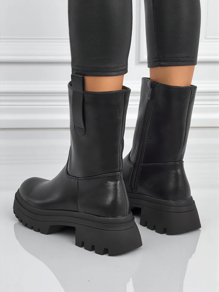 Wyższe botki damskie ze skóry ekologicznej Scarlet Mist