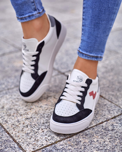 OUTLET Tenisi sport dama alb - negri Rozzuci- Pantofi