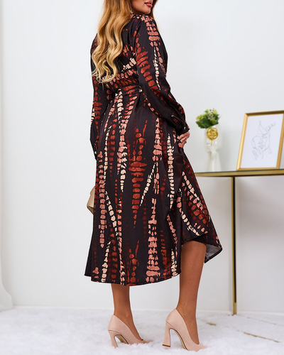 Royalfashion Rochie maxi pentru femei cu model negru și maro