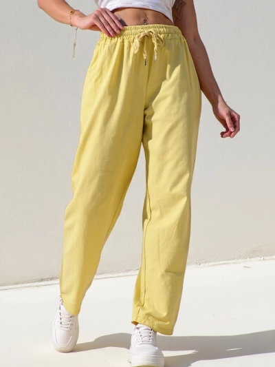 Pantaloni drepti din bumbac pentru femei Royalfashion