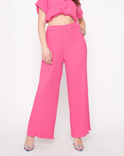 Pantaloni palazzo largi de damă fucsia - Îmbrăcăminte