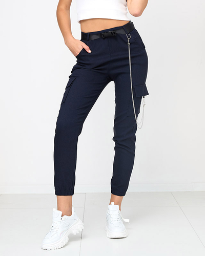 Pantaloni cargo izolați bleumarin cu buzunare - Îmbrăcăminte