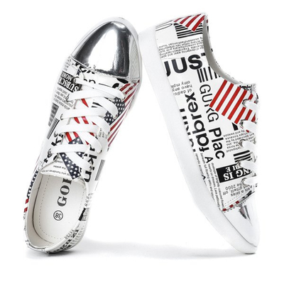 Białe tenisówki z napisami Gladys - Obuwie