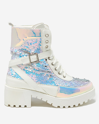 Cizme dama albe cu paiete de la Impresa - Încălțăminte