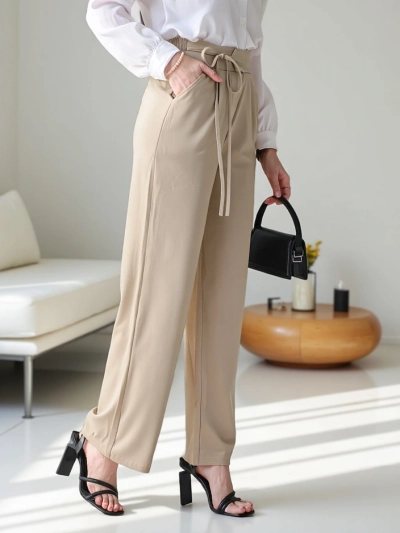 Pantaloni largi pentru femei Royalfashion cu legături laterale